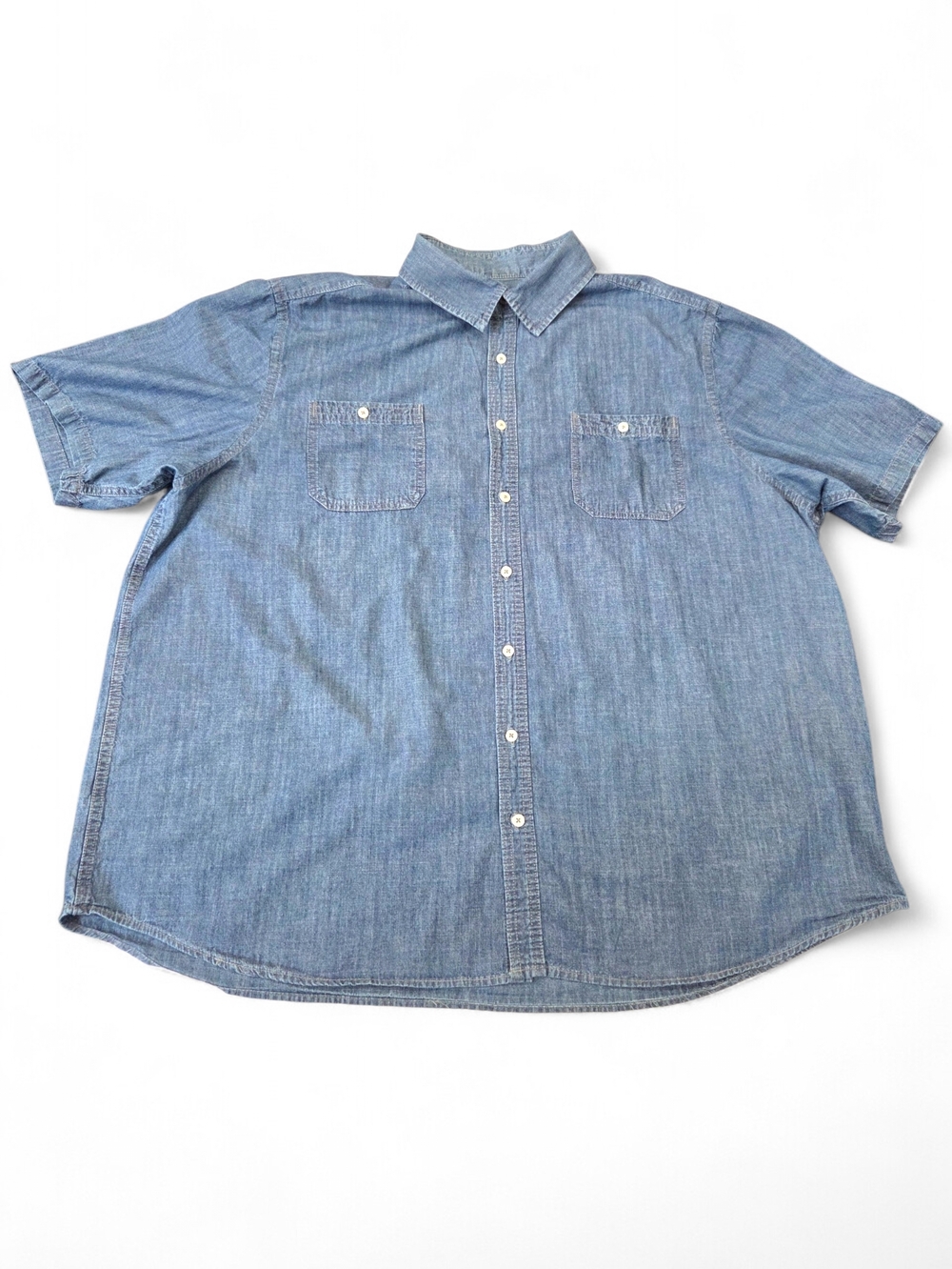 Faded Glory Men's Short Sleeve Chambray Button Down Shirt Size 3XL (48-50) EUC